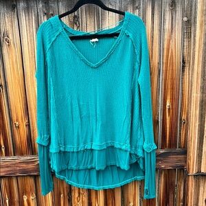 Free People Teal Women's Thermal Top